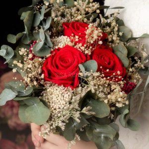 ramo novia rosas preservadas rojas