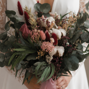Ramo de Novia Preservado con Flores Secas y Eucalipto